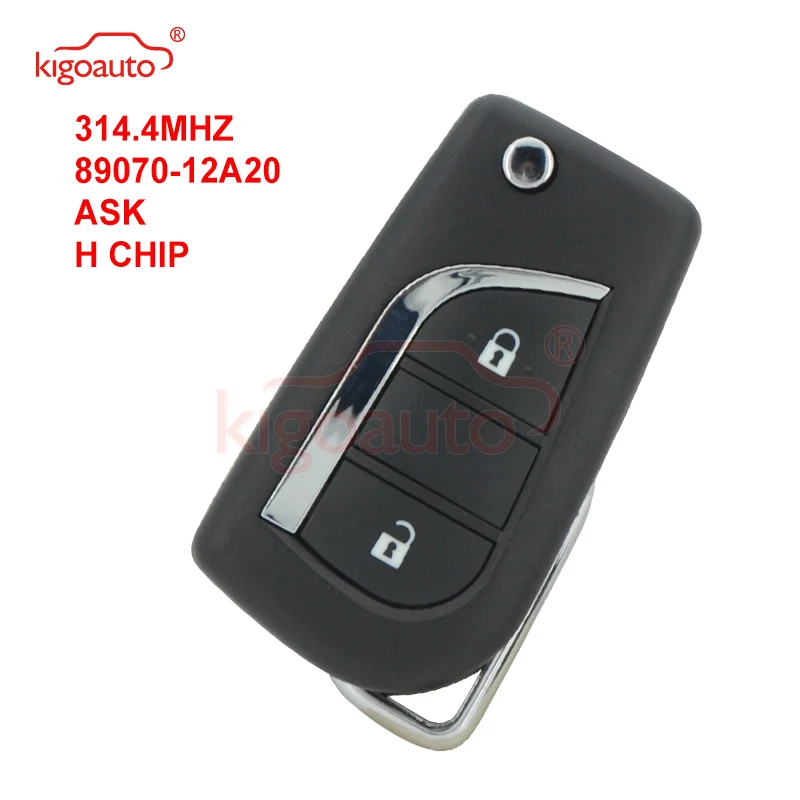 

Kigoauto 89070-12A20 откидной дистанционный ключ 2 кнопки H чип 314,4 МГц ASk Toy48 необработанное лезвие для Австралии Toyota Corolla 2012-2017