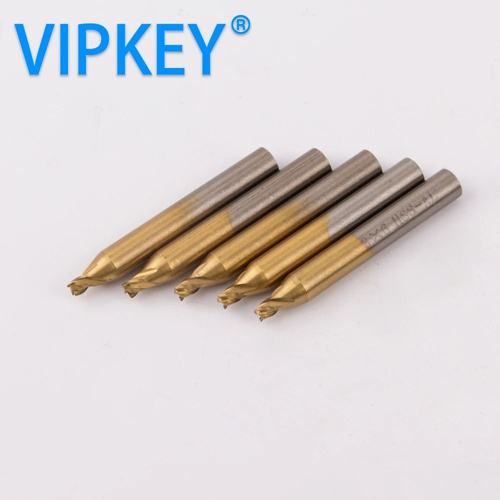 5pcs/lot High Quality 3.0mm HSS Titanized End Mill Milling Key Cutter titanizing twist drills bit For Vertical Key Machine Part