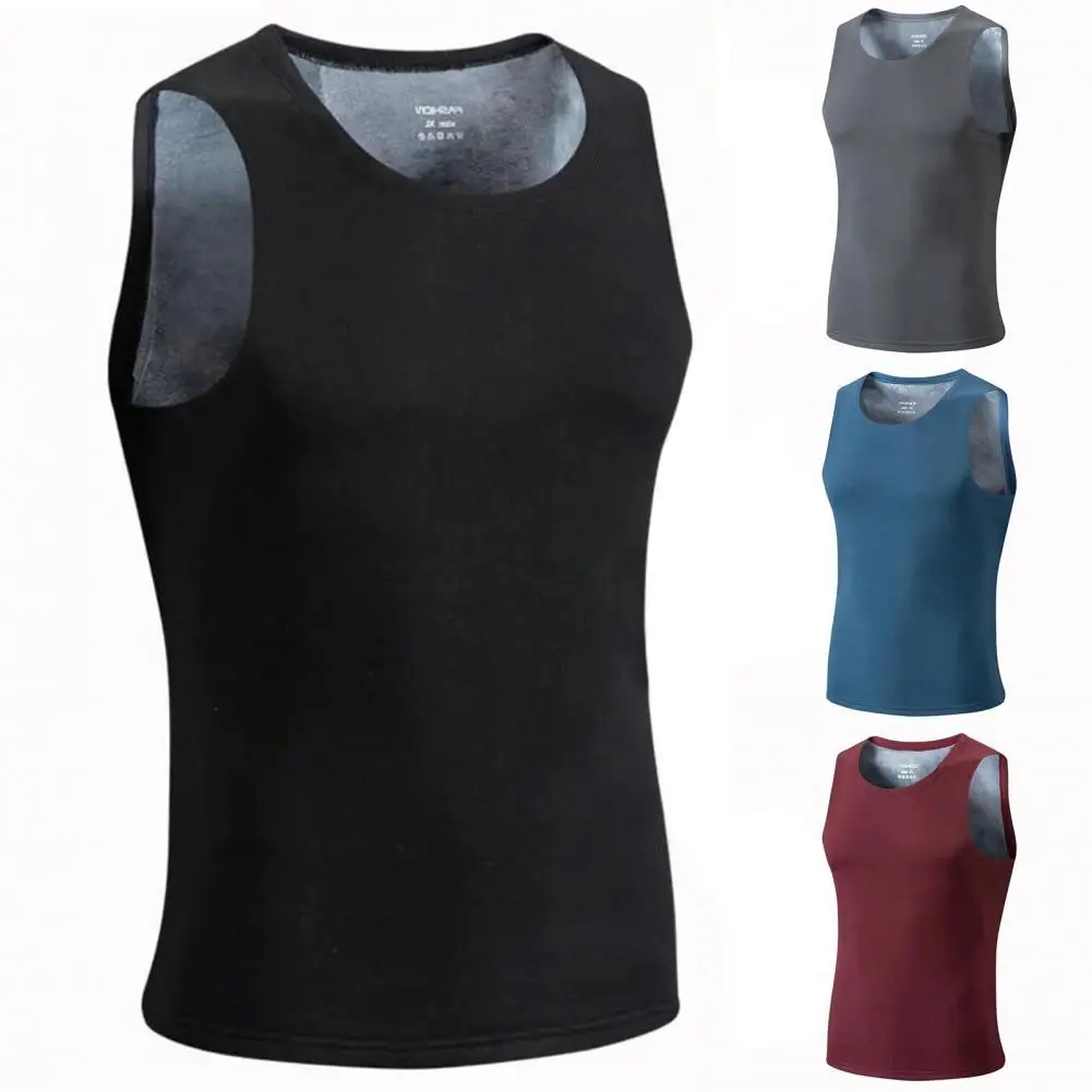 Chaleco de alta elasticidad para hombre, camiseta sin mangas de felpa cálida para ropa interior
