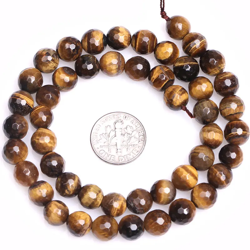 Natural Stone Round Faceted Tiger Eye Beads For Jewelry Making Strand 15 inch DIY Jewelry Beads For Bracelet Necklace Making