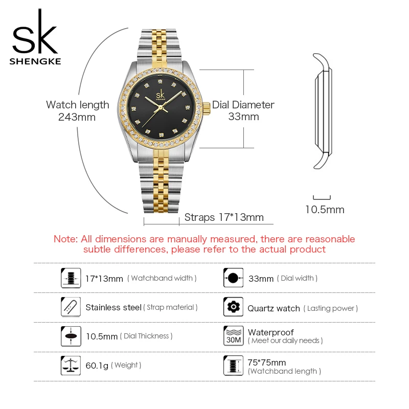 Shengke 2022 새로운 여성 시계 럭셔리 스테인레스 스틸 팔찌 밴드 골드 라인 석 장식 정확한 석영 Relogio Feminino