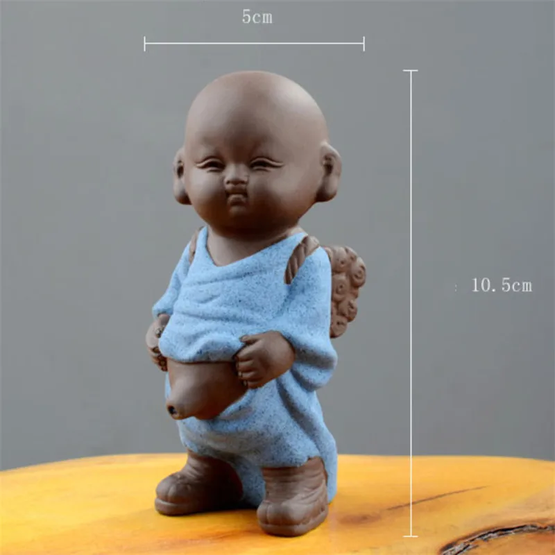 

Purple Clay Tea Pets Ornament Creative Buddha Figurines Little Monk Baby Boy Spray Pee Table Home Decoration Crafts