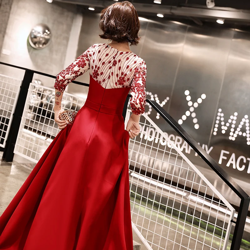 Robe de soiree-neck 스팽글 롱 이브닝 드레스, 우아한 베스티도 드 페스타 특별 행사 드레스, 연회 파티 댄스 파티 드레스