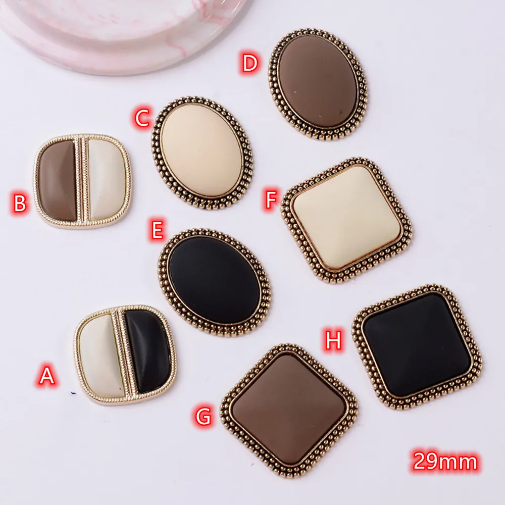 Vintage Button Jewelry Ornaments Accessories 10pcs Antique Metal Flatback Embellishments DIY Handbag Fittings Geometric Parts