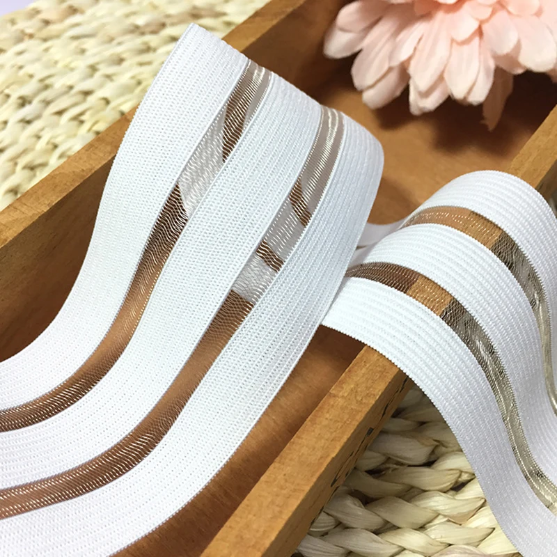 50Yards White Black Mesh Three Four Five Rows Lace Trims Elastics Spandex Band Hair Tie Headband Dress Sewing Craft