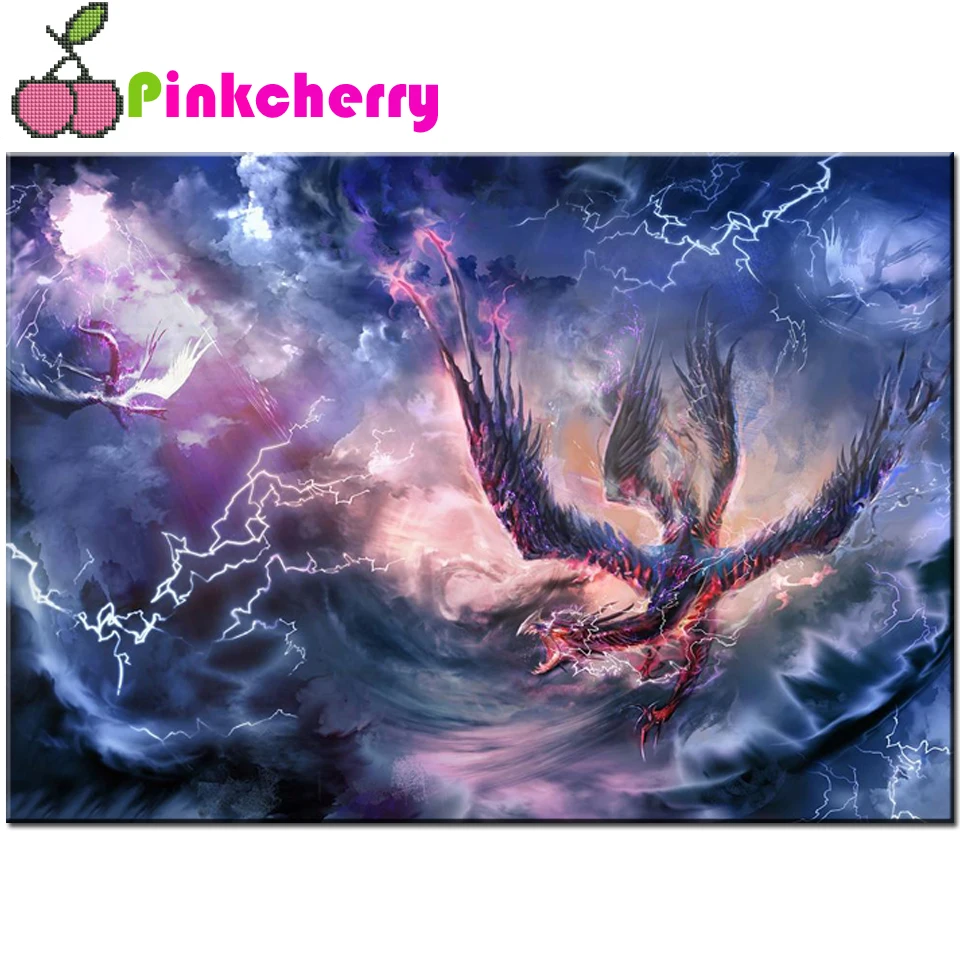 Diamond Painting Bird Handmade Gift Mosaic Peacock Embroidery Animal Lightning Cloud Phoenix Home Decoration Diamond Art k1014