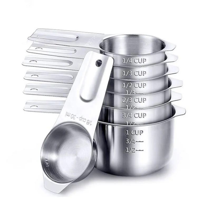 

Measuring Cups & Spoons Set of 7 Stainless Steel Measuring Cups and Measuring Spoons for Dry and Liquid Ingredient