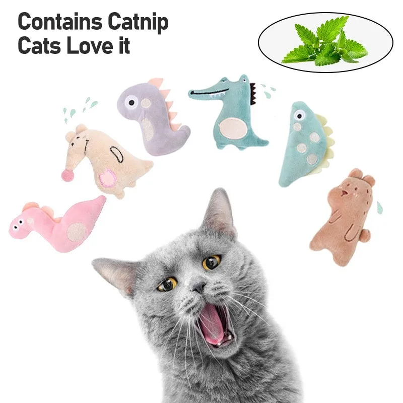 Catnip Chew Cat Toys Soft Plush Animal Shape Cat Interactive Toy For Kitten Teeth Grinding Cats Mint Bite Gift Pet Accessories