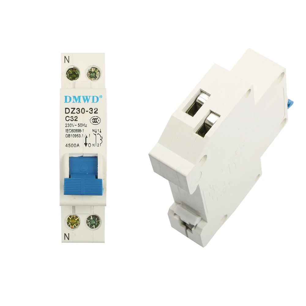 Mini interruptor, DZ30-32, DZ30LE-32, 1P + N, 10A, 16A, 20A, 25A, 32A, 220V, 230V, 50Hz, 60Hz, FERRO DO RUÍDO, RCB, RCCB