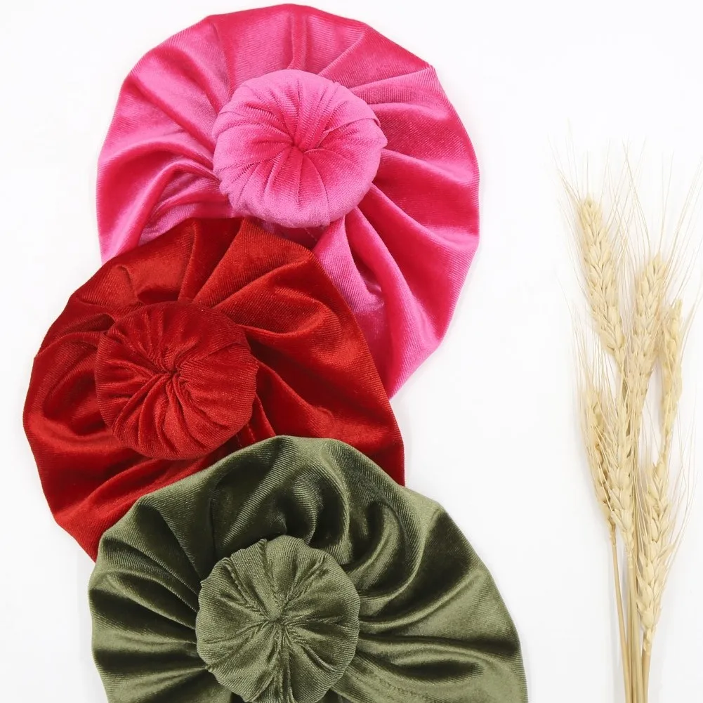 Newborn Velet Snails Hat Large Donuts Girls Beanie Velvet Indian Hat Baby Boy Cap Photography Props Turban Hat Baby Accessories