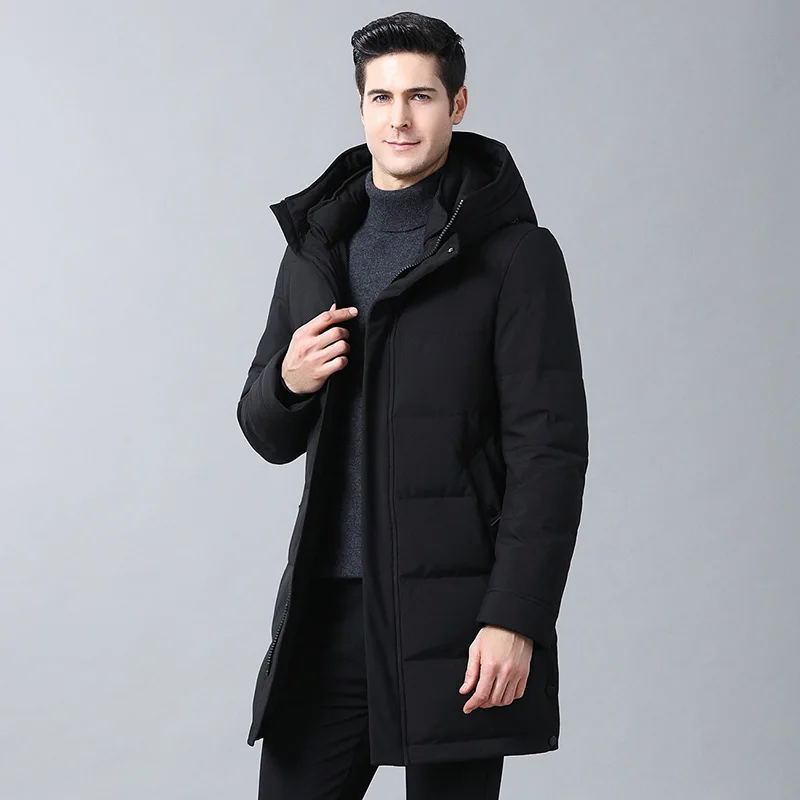 2020 New Fashion Casual Long Jacket Men\'s Hooded Windbreaker Male Parkas Coats Cotton Autumn Winter Trench Coat Men