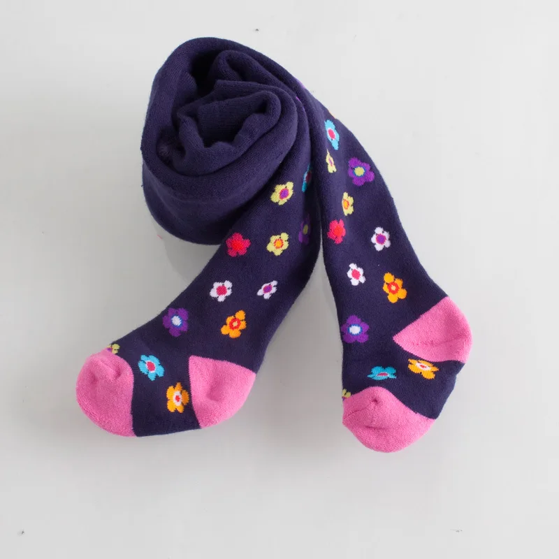 1Pcs/LOT Baby Girl Tights Winter Thicken Printed Children Pantyhose Stockings Knee High Flower Kids pattern