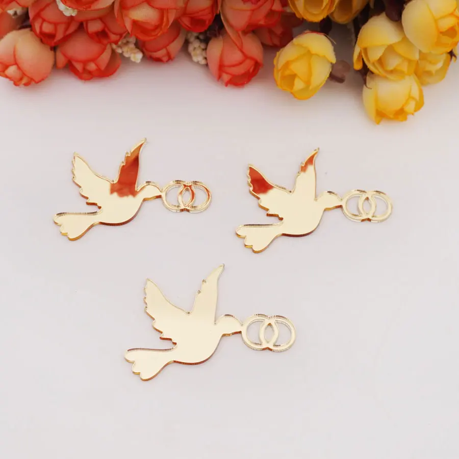 30 Pcs/Lot Peace Dove DIY Acrylic Mirror Laser Cutting Wedding Baptism First Communion Party Favors Handcrafts Home Decor