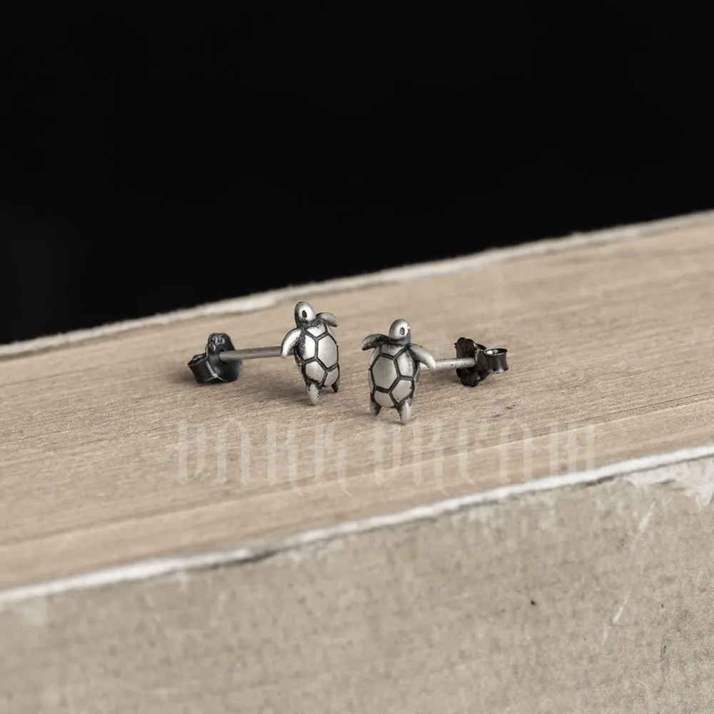 Lovely Cute Genuine 100% 925 Sterling Silver Animal Earrings Sea Turtle Piercing Ear Charm Jewelry Accessories Allergy Free