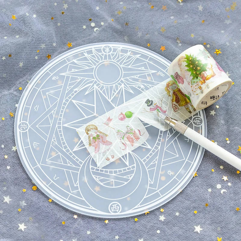 Creative high-value magic array cutting board round translucent pad multi-spec hand-carved cutting board kawaii supplies