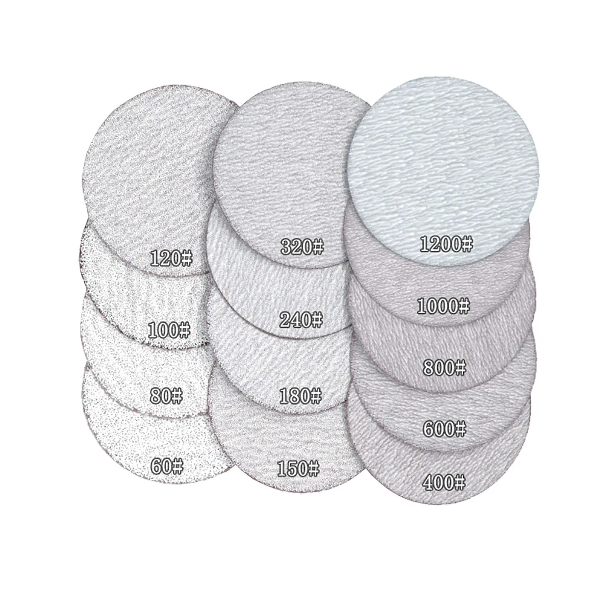 10Pc 1/2/3/4/5/6/7 Inch White Dry Grinding Sandpaper 25mm-180mm Hook & Loop Sanding Discs 60 to 1000 Grit for Polishing Grinding