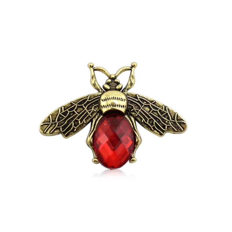 5pcs 34*47mm Bronze Animal Bee Brooch Insect Pin Flatback Accessories For Diy Jewelry Making Copper Rhinestones Gifts wholesale