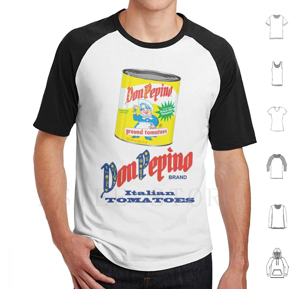 Don Pepino T Shirt DIY Big Size 100% Cotton Tomatoes Sauces Spaghetti Food Vintage Products Canned Food Kitchen Italy Italian