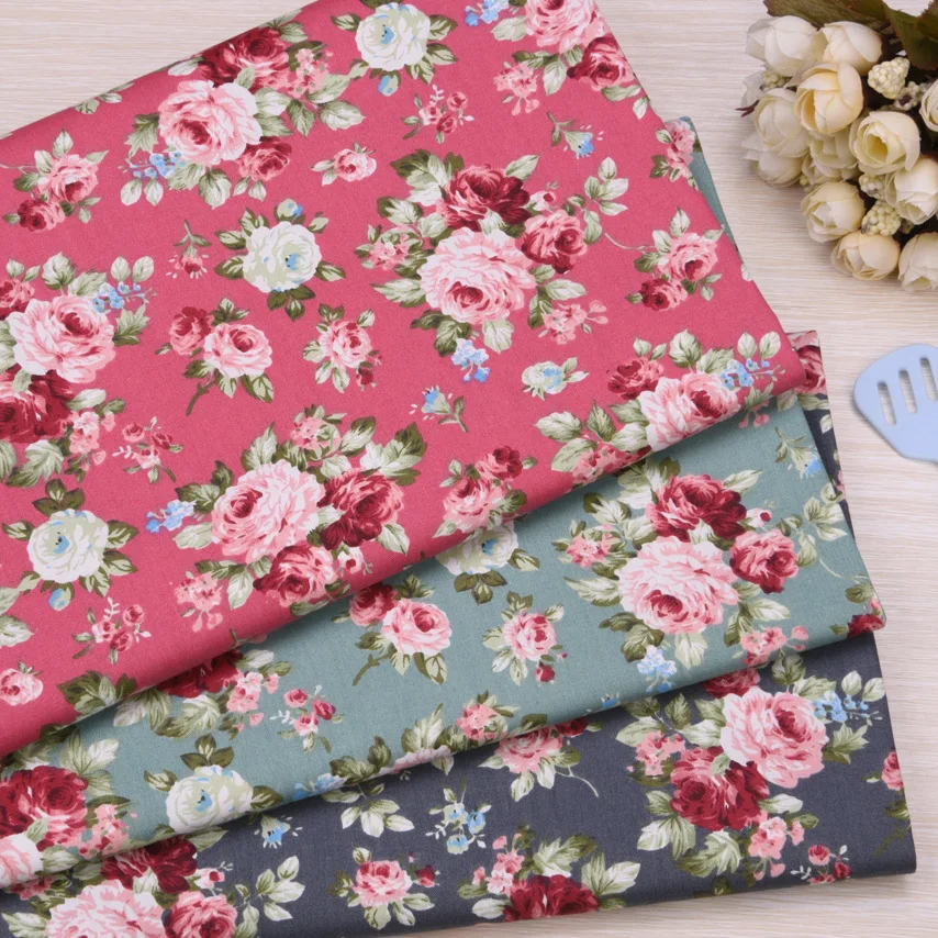 Rose Flower 100% Cotton Fabric Diy Patchwork Quilting Handmade Baby Cloth Dress Bedding Blanket Sheets Tilda Tissus Tecidos