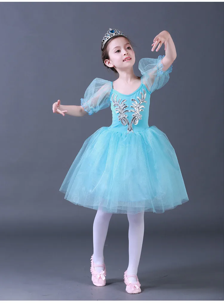 Vestido de balé com tutu infantil, vestido branco de tule longo, roupa de balé, lago dos cisnes, dançarino, roupa de dança