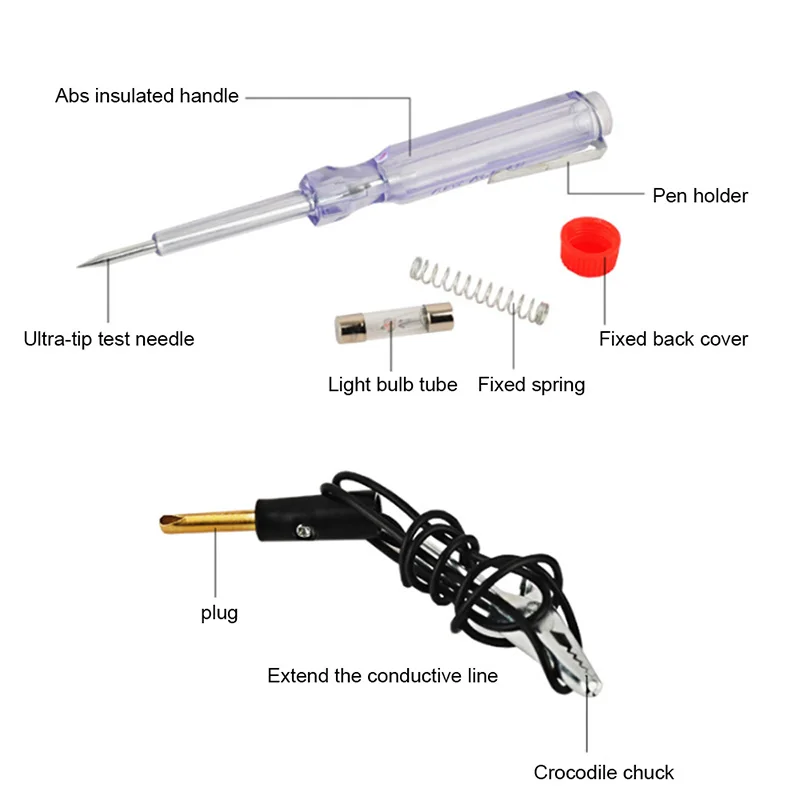 1 Pcs DC 6V-24V Car Tester Fuses and Light Socket Tester Transparent Circuit Test Pen for Car Motorcycle and Small Engines