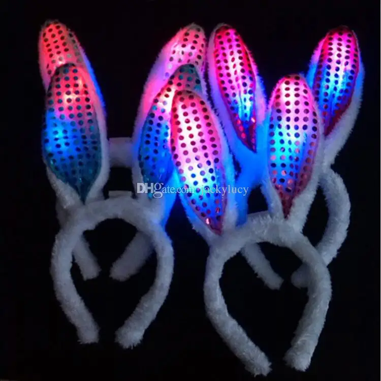 

Flash LED Hair Bands Bow Light Up Toys Prom Dress Up Rave Toy Flashing Rabbit Ears Headband For Halloween Xmas Party Supplies