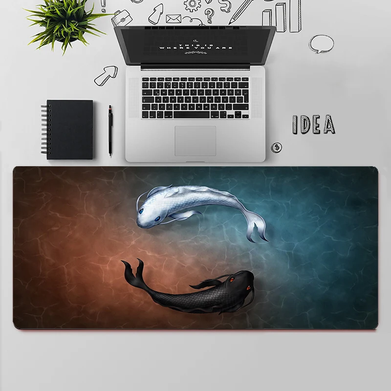 Tapete do rato do jogo grande mouse pad computador gamer tapete do rato último airbender peixe yin yang mousepad teclado tapete de mesa mause almofada