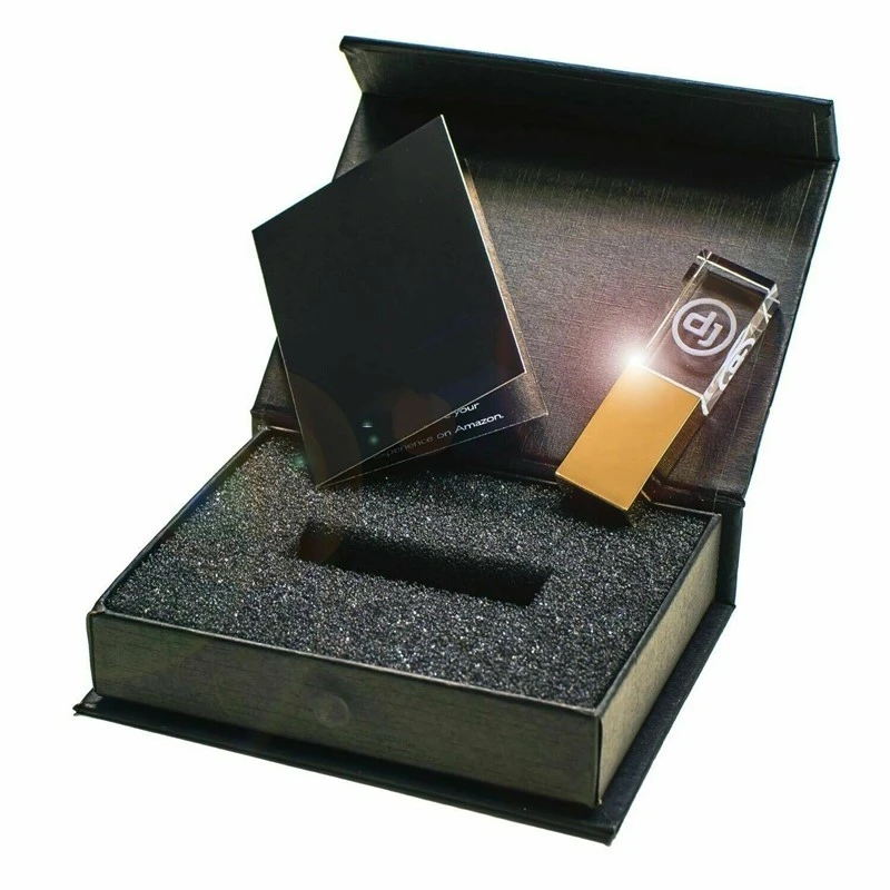 Marke Neue Bunte LED licht D J premium USB 3,0 High Speed Schreiben Lesen Gold Kristall-Stick Mit Box 16GB 32GB 64GB 128GB
