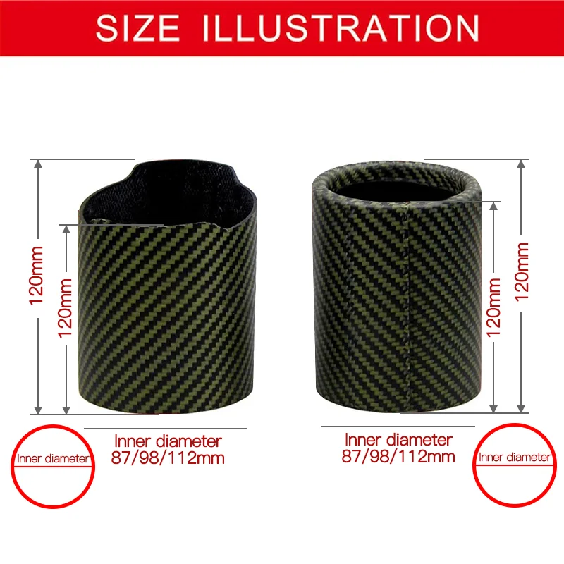 genuine sumsoo 1pcs Car Universal Exhaust Pipe Green Twill Carbon Fiber Cover Exhaust Muffler Pipe Tip case Exhaust Tip housing