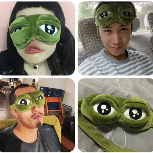 Śmieszne kreatywne Pepe żaba 3D maska na oczy pokrywa Cartoon miękki pluszowy maska do spania zielony ładny Eyeshade Blindfold prezent kobiety dziewczyny