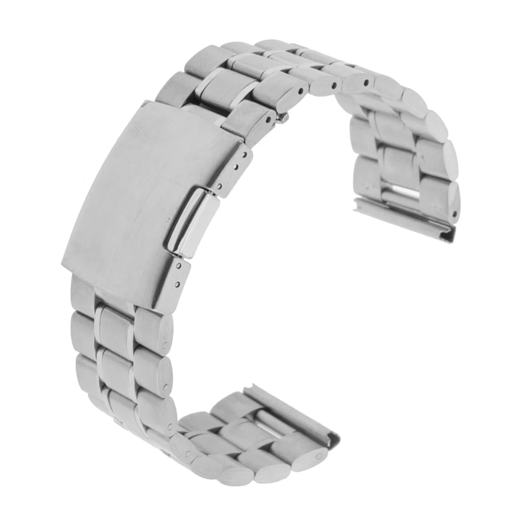 24mm New Silver Wrist Watch Strap Business Mechanical Quartz Wristwatch Band Series