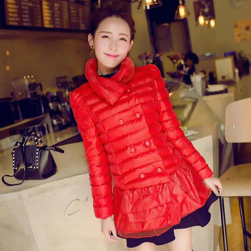 2023 Winter Women Down Cotton Jacket Parkas Double-Breasted casaco feminino Fashion Red Puffer Coats Female Coat Overcoat 4XL