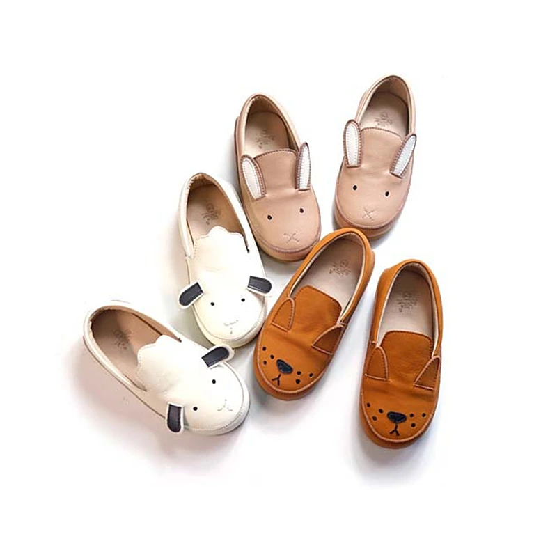 New Cartoon Rabbit Bear Children\'s Casual Shoes Genuine Leather Fashion Girls Shoes Baby Boys School Flats