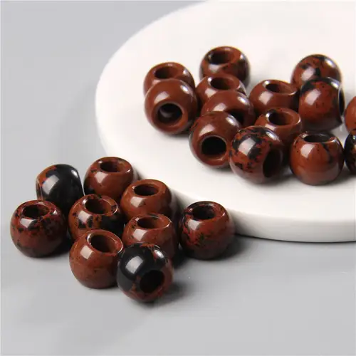 10pcs/Lot 8x14mm 5mm Big Hole Natural Round Jades Jaspe Stone Crystal Spacer Beads Charm Pendant For Jewelry Making Accessories - Image 48