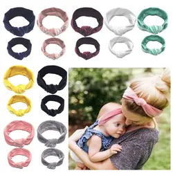 2PCS Mother Baby Daughter Kid Girl Toddler Bowknots Headband Hair Bands Parent-kid Headwear Turbans Faixa Bebe Hair Accessories