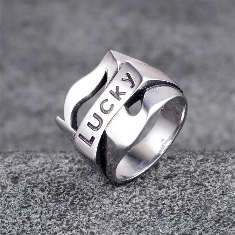 Europäischen und Amerikanischen persönlichkeit vintage glück 7 GLÜCK männer edelstahl ring