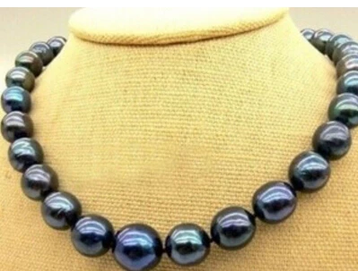 

mujer for women gift silver-jewelry AAA+ 10-11mm real Black Natural Pearl Necklace 17" Factory Gift word Jewelry