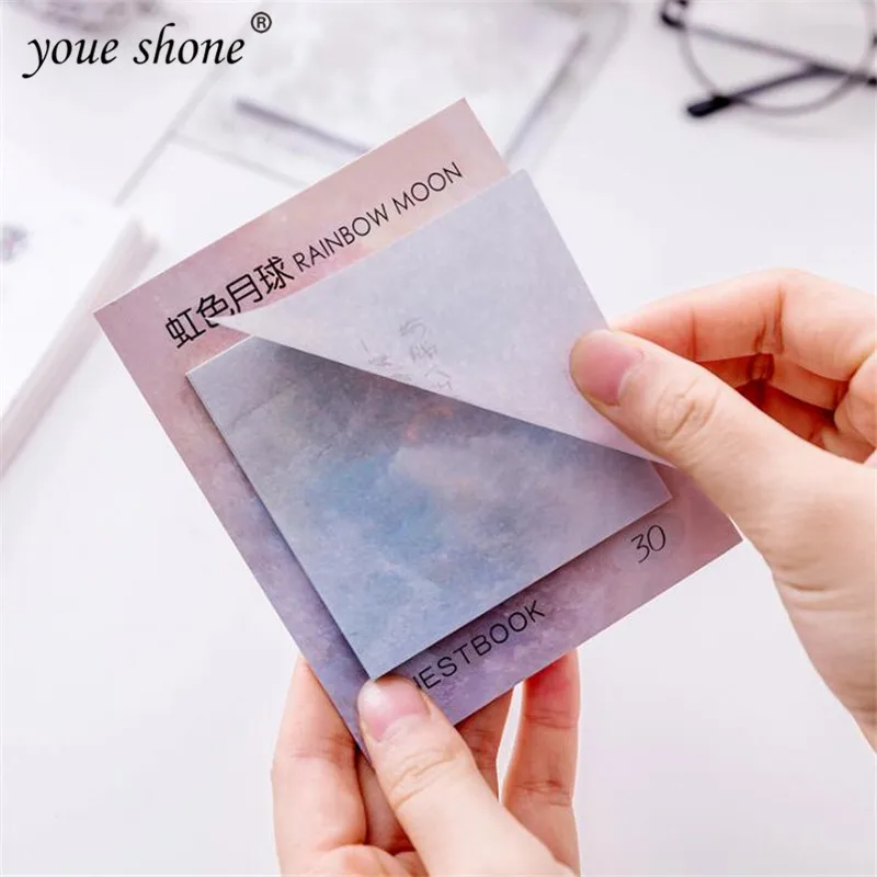 

1pcs oil painting style square tearable message note book bookmark note paper office supplies writing board notebook