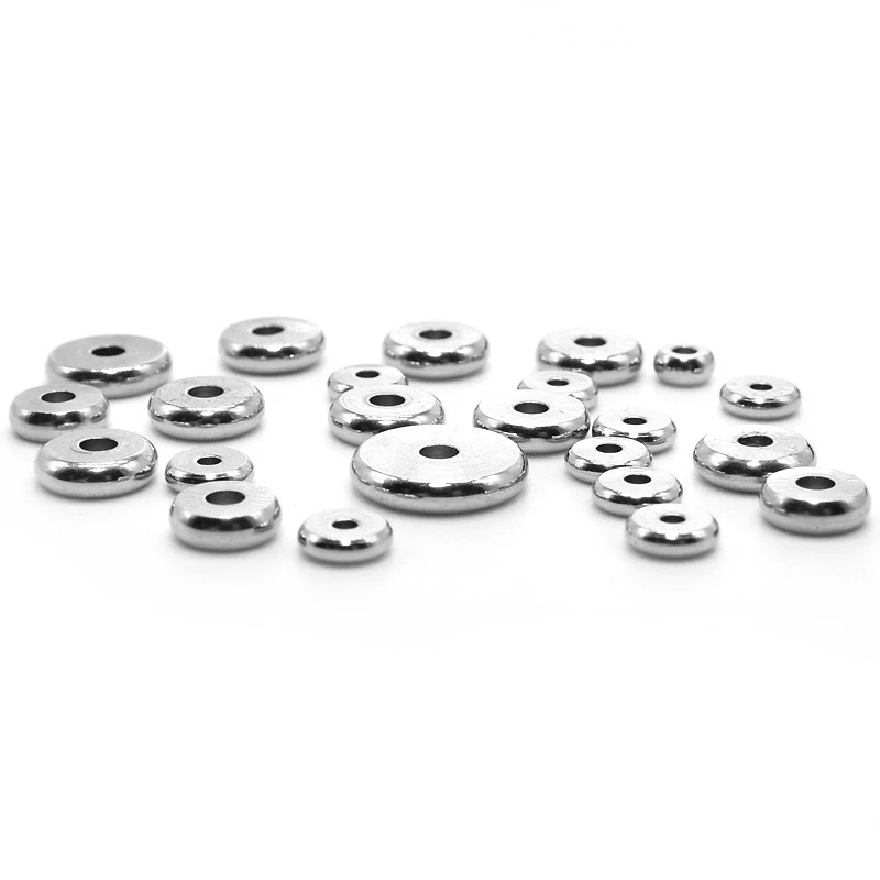 50pcs/lot 4 5 6 8 10mm Stainless Steel Flat Round Bead Loose Spacer Beads for DIY Jewelry Making Necklace Accessories Wholesale