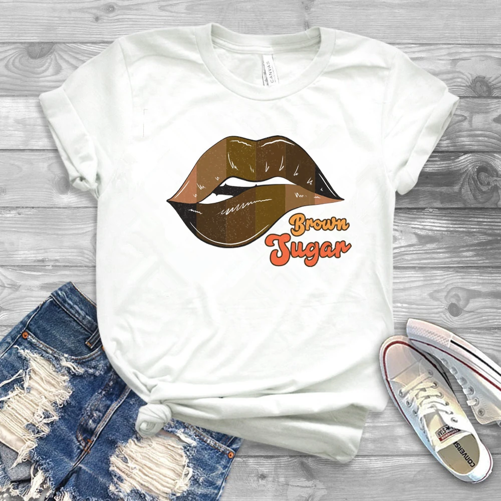 2025 Women Brown Sugar Shirt Black Pride Black Empowerment T-Shirt Cool Black History Melanin Tees Afro Queen Shirts Tumblr Tops