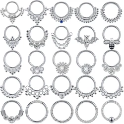 16G Nose Piercing Ring Crystal Bohemia Hoop Nose Ring Stainless Steel Septum Piercing Women Bee Bat Cartilage Helix Ear Jewelry