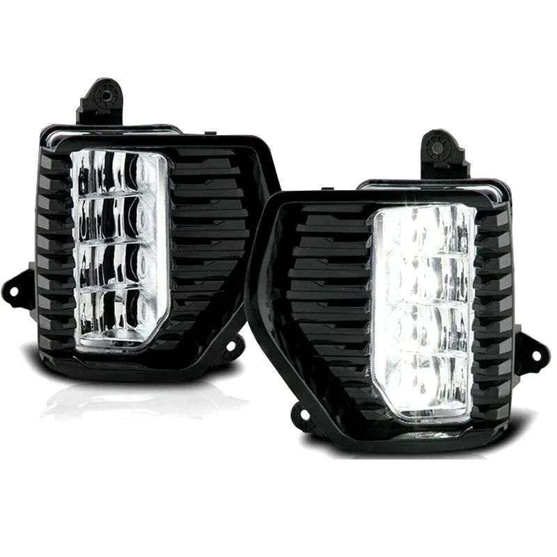 1 Pair Car LED Fog Light DRL Lamp w/ Bezel Cover Wiring Set For GMC Sierra 1500 2019-2020 Headlight Driving Fog light