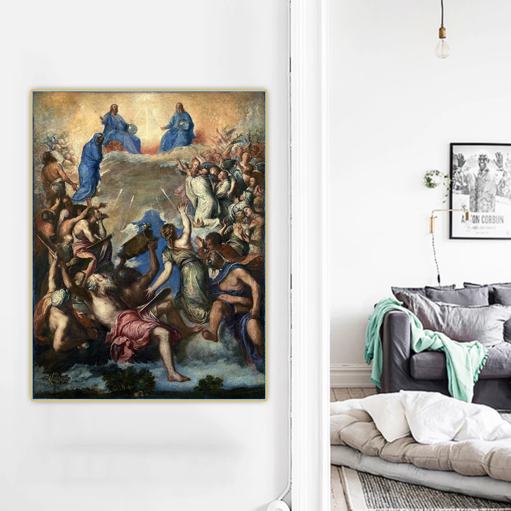 Citon Tiziano Vecellio《Holy Trinity in glory》Canvas Art Oil Painting Artwork Poster Picture Wall Decor Home Interior Decoration