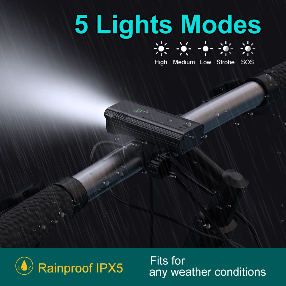 2022 Upgrade Powerful Bike Lights Front and Back 8 LED Super Bright USB Rechargeable Bicycle Headlight 17+ Hours NKX8