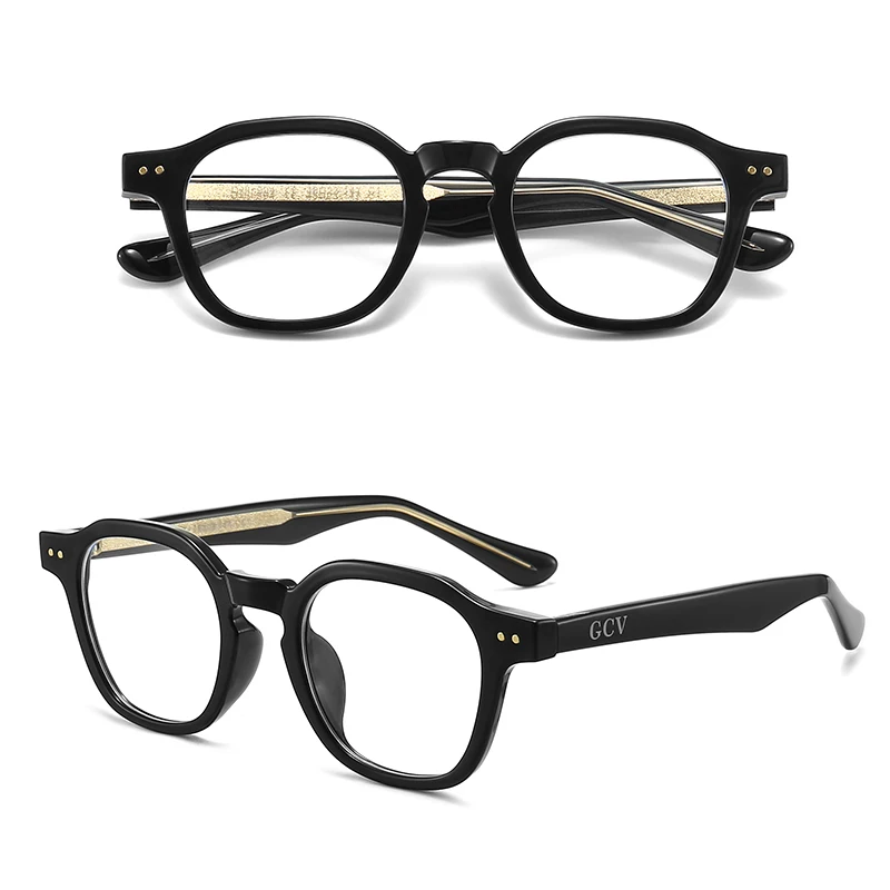 GCV Acetate Johnny Depp-Gafas de ordenador para hombre y mujer, lentes transparentes redondas con bloqueo azul, 2022