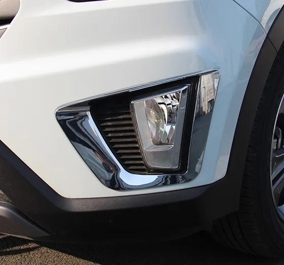1 para/2 sztuki (zestaw) dla Hyundai creta ix25 z przodu tylne światła przeciwmgielne osłona światła wykończenie ramy ABS chromowana obudowa 2018 2019 stylizacja samochodu