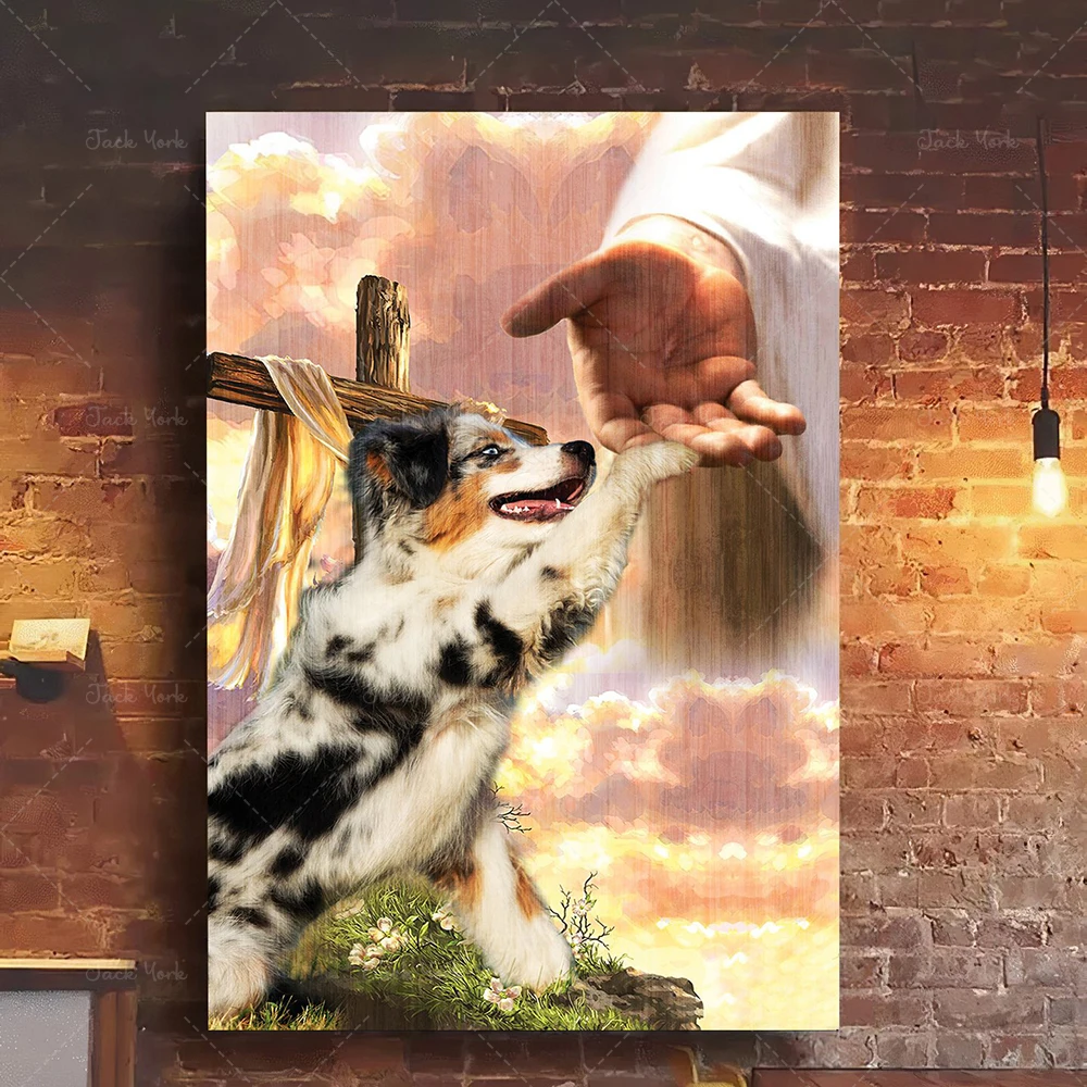 

Little Australian Shepherd God hand Photo Canvas