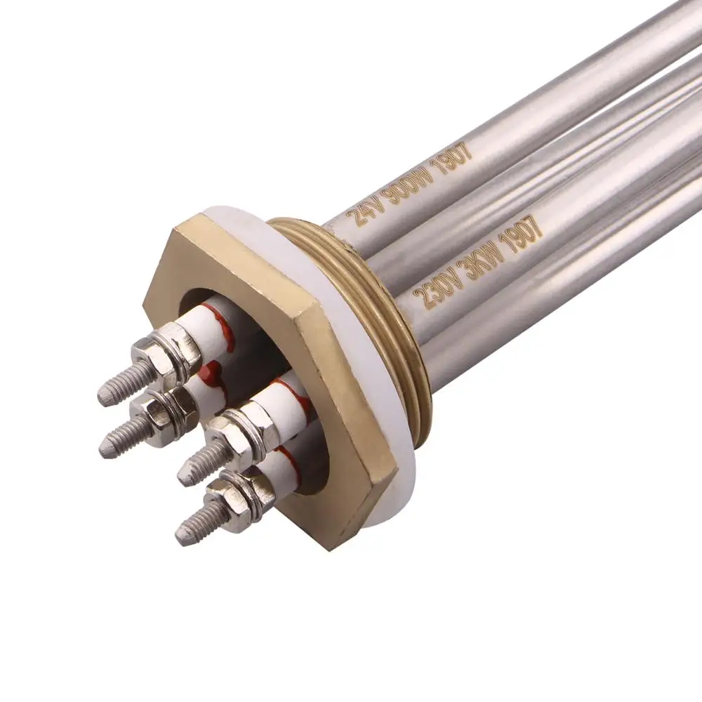 DN32 dernord ส่วนประกอบทำน้ำร้อนแบบรวม24V 900W และหน้าแปลนทองเหลือง OD42MM 3KW 230V SUS304ไฟฟ้า