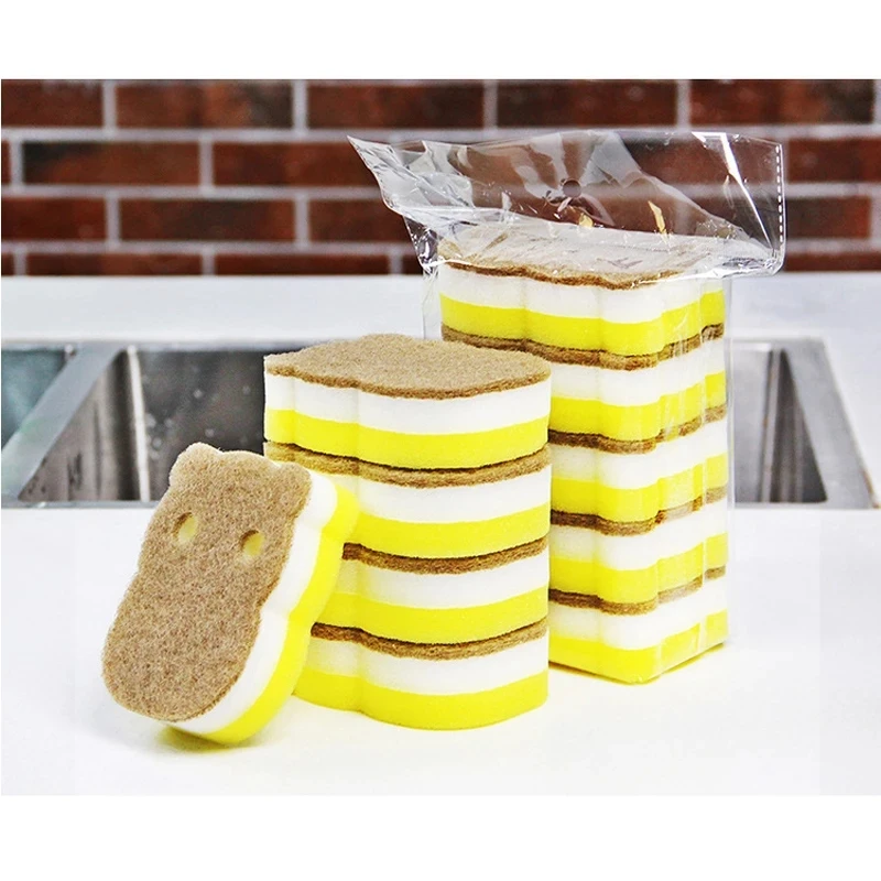 Nowy 5 sztuk xiaomi dwustronnie gąbka zagęszczony zmywanie naczyń wytrzeć szczotka do czyszczenia nano bawełna pot szczotka gąbka kuchenna