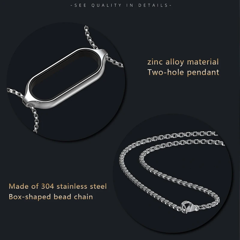 Bracelet for Mi Band 5 Wristband for Mi band 6/5/4/3 Stainless steel necklace Metal magnetic pendant UTHAI S41